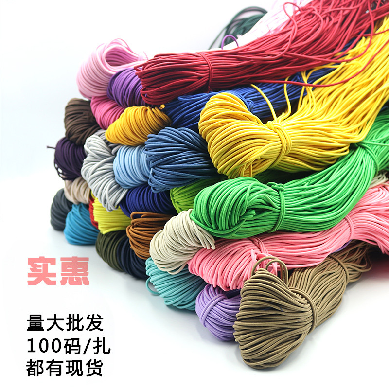 Corda elástica de gravata inteira, faixa de borracha, corda elástica de 2.5mm, cadarço de roupas, cordão colorido, redon