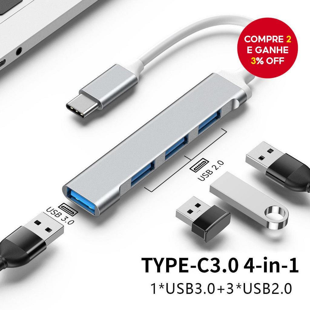Tipo c Para 4 Portas Usb HUB Divisor De Carregador Adaptador USB3.0 De Alta Velocidade Laptop