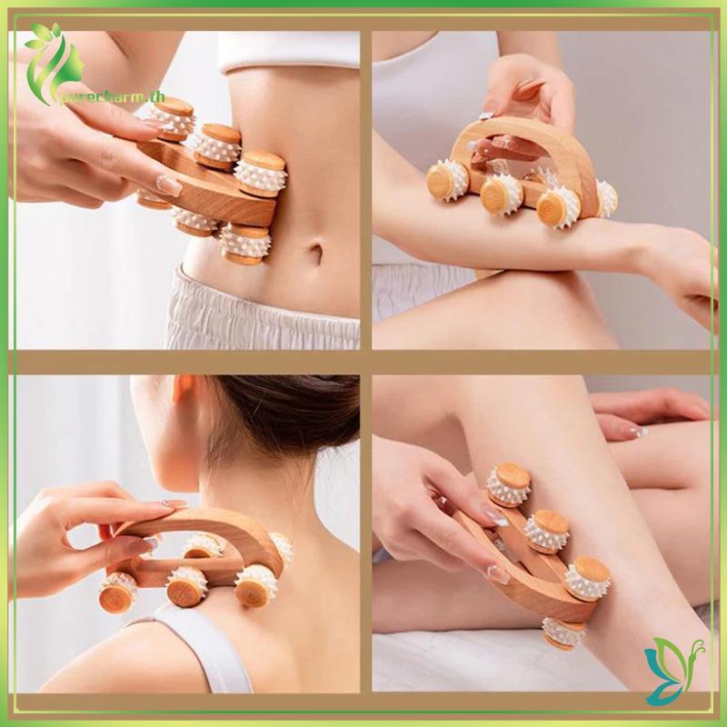 [Beleza] Massageador De Madeira Rolo Manual Ne Ba Ferramenta De Massagem De Cintura Para Leg Tecido Profundo Músculo Rel