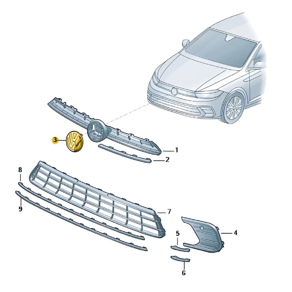 Emblema Grade Dianteira Volkswagen Polo 2023 a 2026 1.0 TSI Flex — imagem 2 de 2