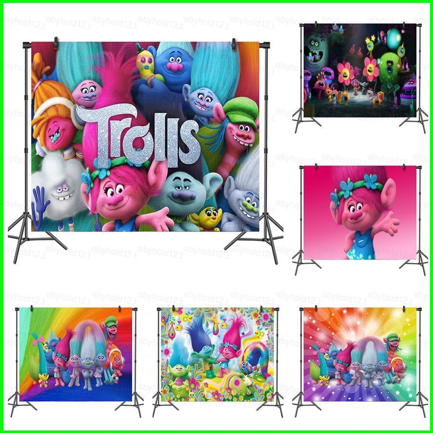 BB12 Trolls Tema Dos Desenhos Animados Fotografia Fundo Pano Festa Banner Precisa De Decoração De Casa Crianças