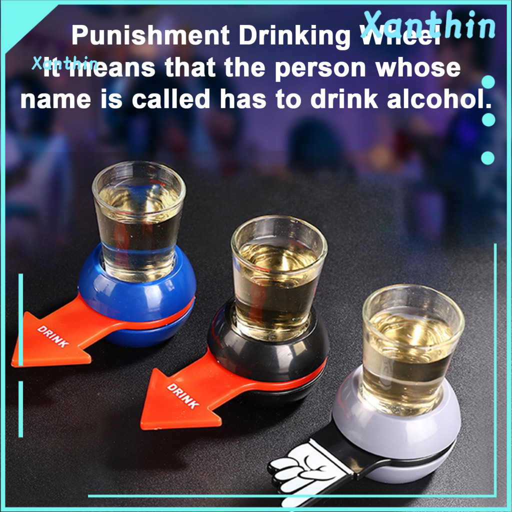 Durable Shot Glass Friends Gathering Arrow Spin Drinking Game Roulette Wheel with Pointer Fun Bar Party Alcohol Board Ad