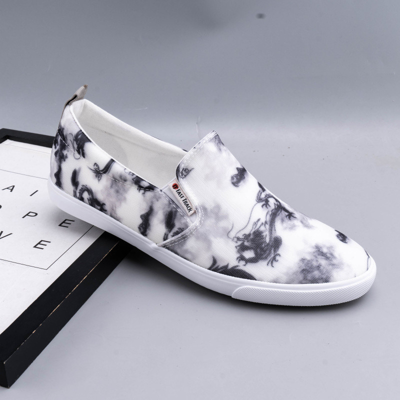 Verão Floral sapatos casuais respirável baixo-topo moda sapatos de lona masculino na moda leve sapatos masculinos desliz