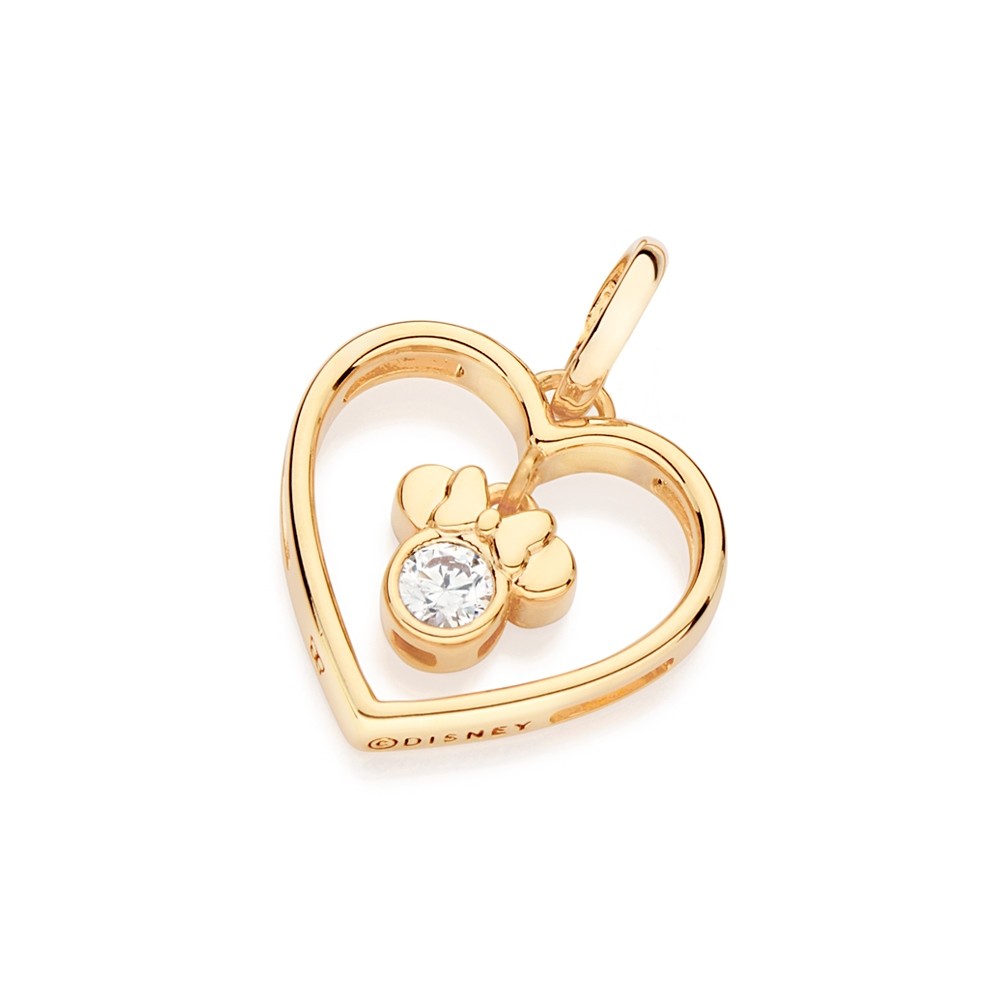 Pingente Rommanel Minnie Coração Com Zircônia Banhado a Ouro - 542840