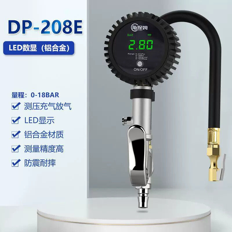 [Oferta Especial] Medidor de Pressão de Pneus de Alta Precisão com Cabeça de Inflação, Monitor de Pressão de Pneus de Ca