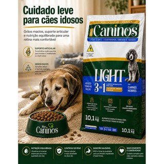 Ração Cachorro Light Idoso Bio Caninos Premium Carne 10kg Obeso Castrado Velho