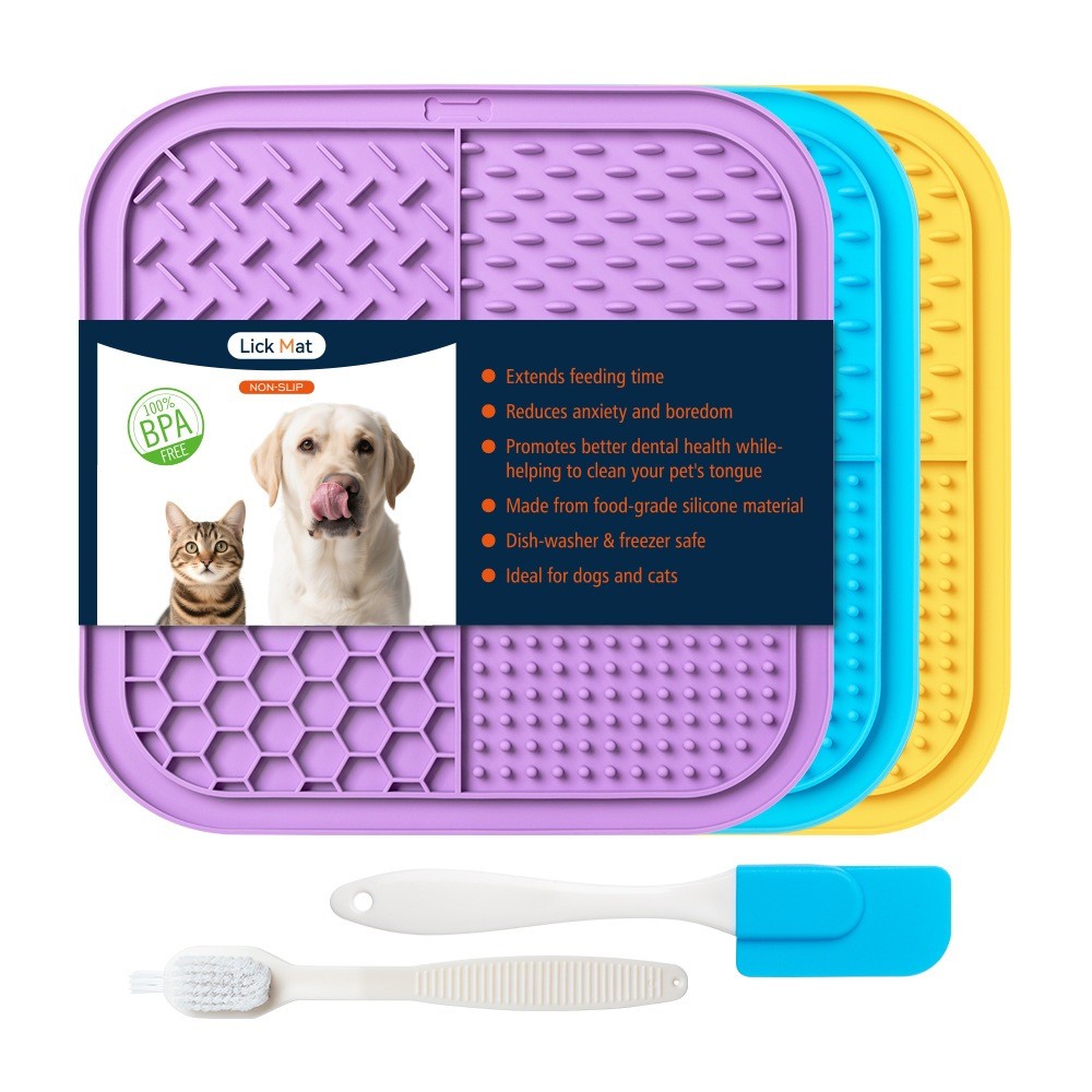 Tapete Lamber Pet Comedouro Lento Antiestresse para Cães e Gatos Alimentação Lenta Silicone