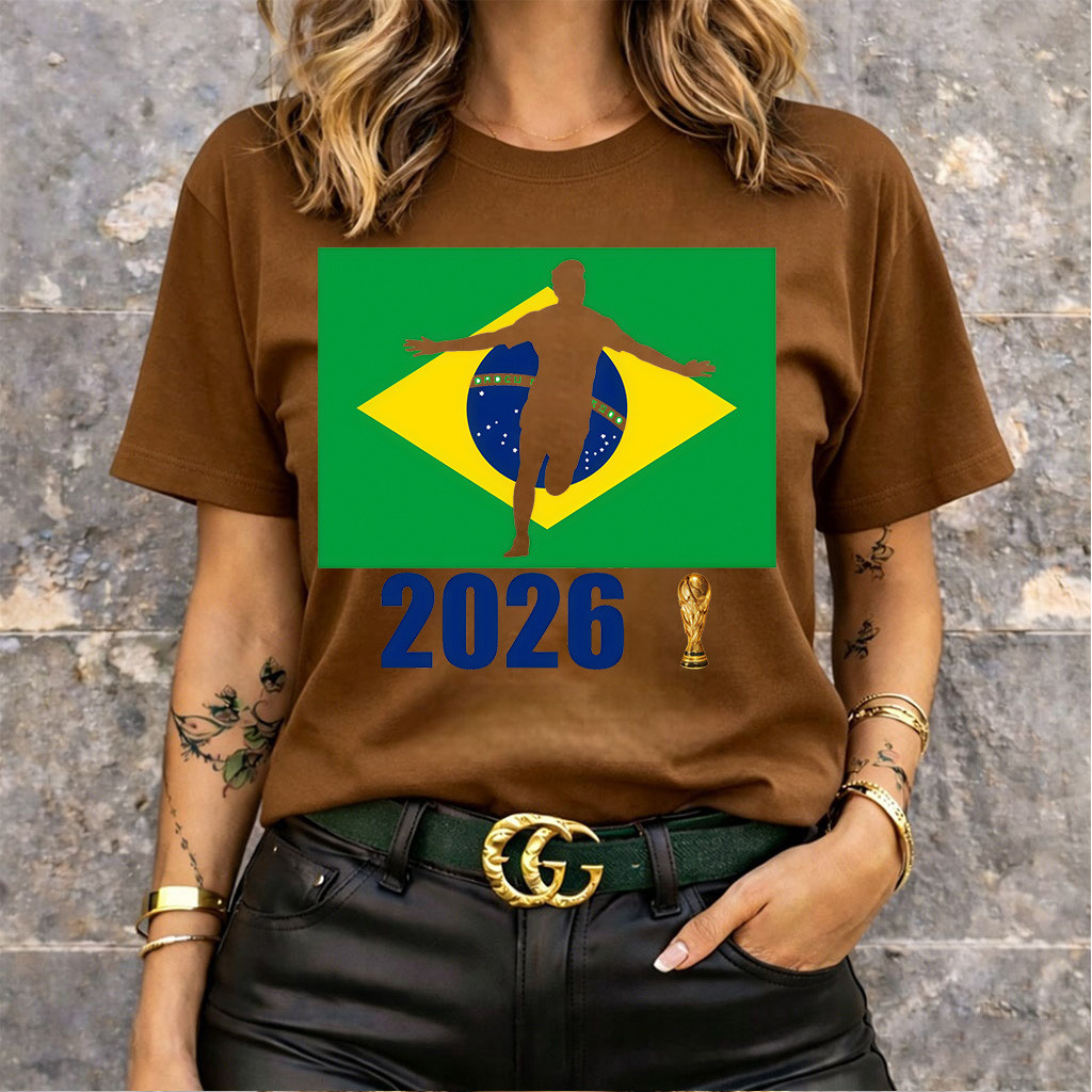 [Camiseta Premium em Algodão Puro]SISI Camiseta Feminina Oversized Streetwear Futebol 2026 Adulto Casual Algodão 100%