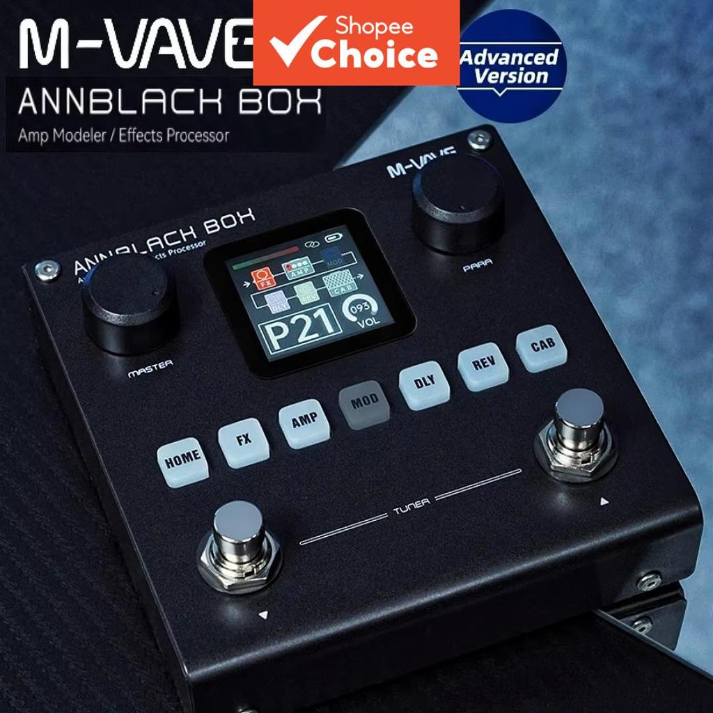Pedal de Efeitos Múltiplos M-VAVE Annblackbox, Simulador de Amp Guitarra/Baixo Blackbox com 80 Presets Editáveis, 6 FX e