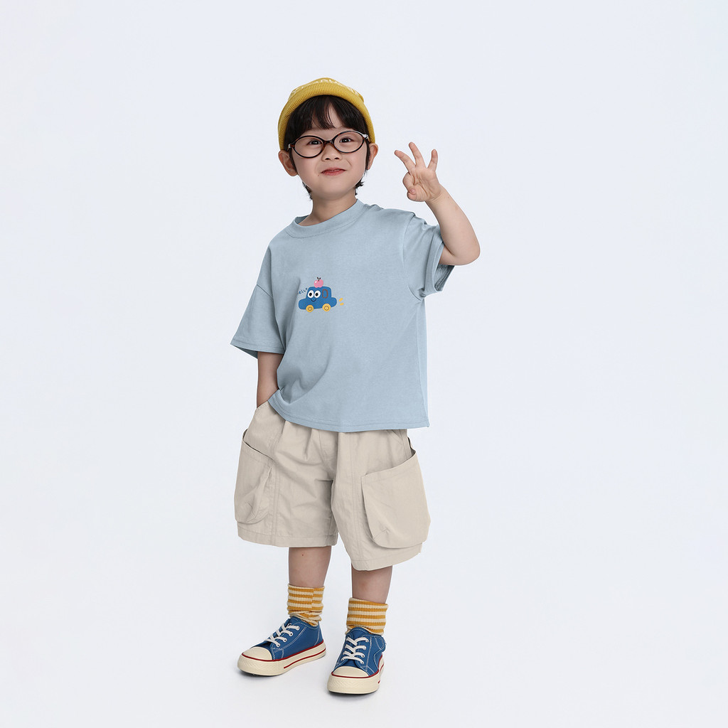 Meninos camiseta de manga curta crianças verão novo estilo médio pequeno crianças dos desenhos animados topo meninos fin