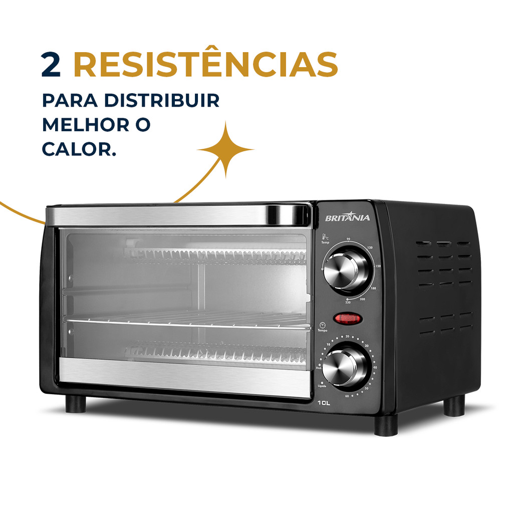 Forno Elétrico Britânia 10L Preto 2 Resistências 1050W BFE11