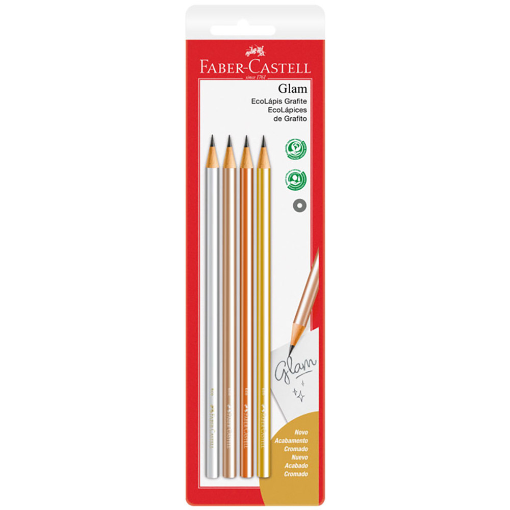 Lápis preto Glam com 4 unidades SM/935GLAM Faber-Castell