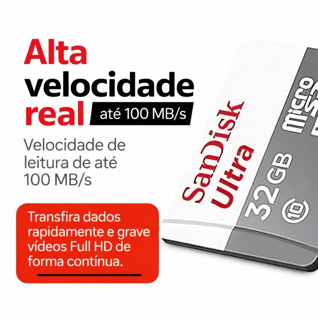 Cartão de Memória Micro SD Ultra Classe 10 32GB 64GB Alta Velocidade para Celular e Câmera + Adaptador SD