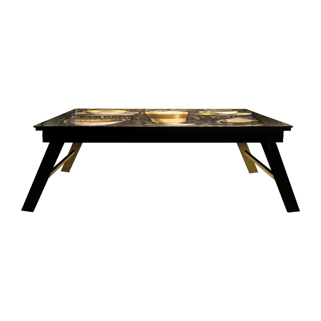 Mesa Bandeja Dobrável Café Manhã Cama Notebook MDF Pés Articulados Multiuso Estampa Café