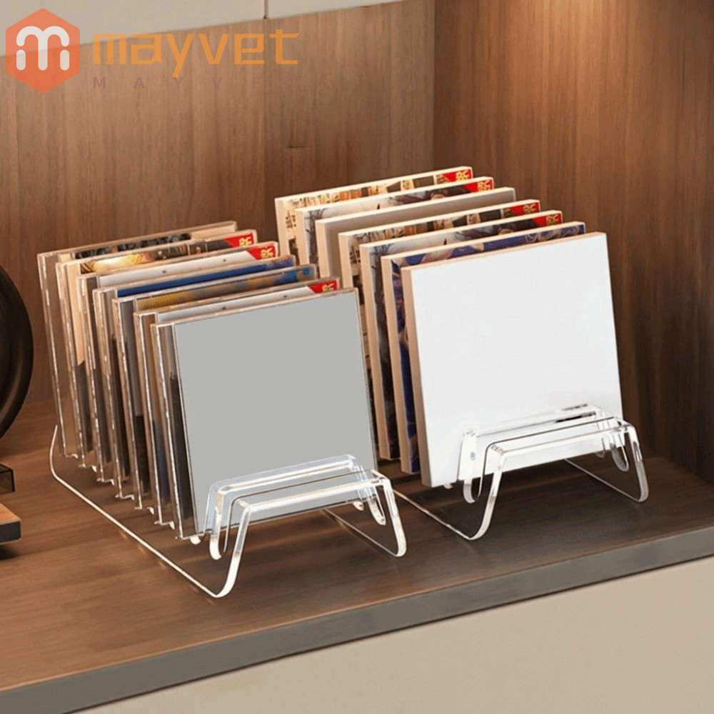 Prateleira De Exibição De CD MAYVET , Design Multi-Slot 6/8 Grades Suporte De Telefone Acrílico , Organizador De Mesa Tr