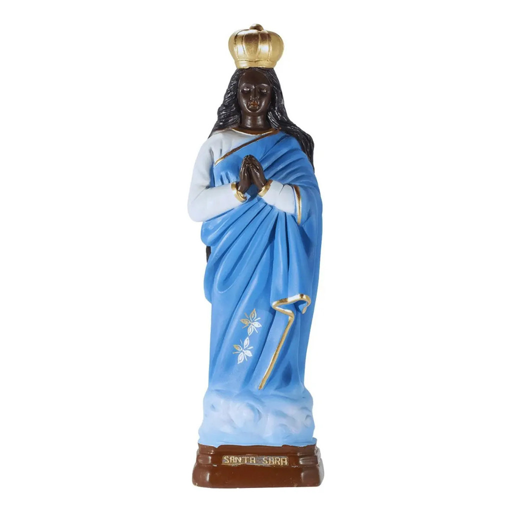 Imagem Santa Sara Kali 24 Cm Gesso Escultura  Pele Preta
