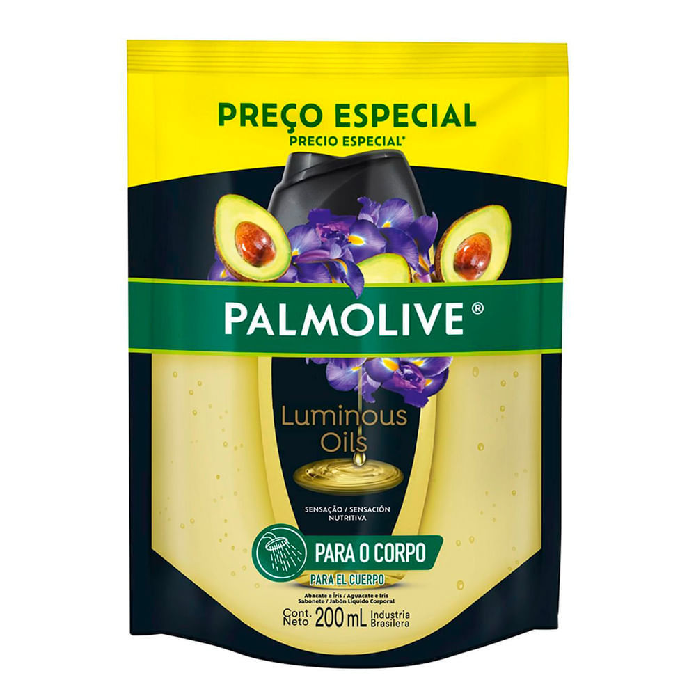 Sabonete Líquido Corporal Palmolive Luminous Oils Abacate e Íris Refil 200ml