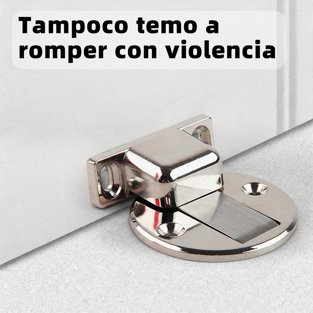 Batente Magnético Porta + Fechadura   Aço Inoxidável, Cromado, Absorvente Impacto, Autoadesivo (Com Adesivo), Simples