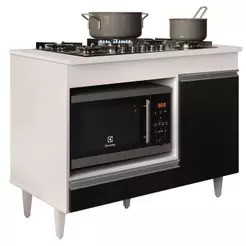Balcão Multiuso para Cooktop 4 Bocas Georgia Branco/Preto - Lumil Móveis