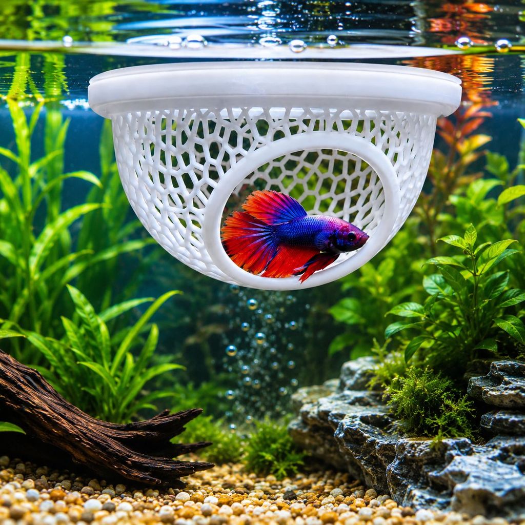 Esconderijo Flutuante para Peixe Betta Toca Descanso Cama Aquário Decoração