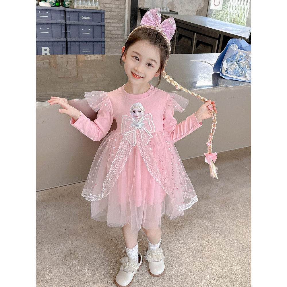 Elsa vestido de princesa menina saia primavera outono menina bebê elsa moda crianças vestido congelado Pettiskirt