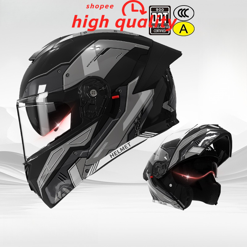 Capacete DOT 3C Cobertura Total Fechado Unissex Motocicleta Lente Transparente Alta Definição A-6036