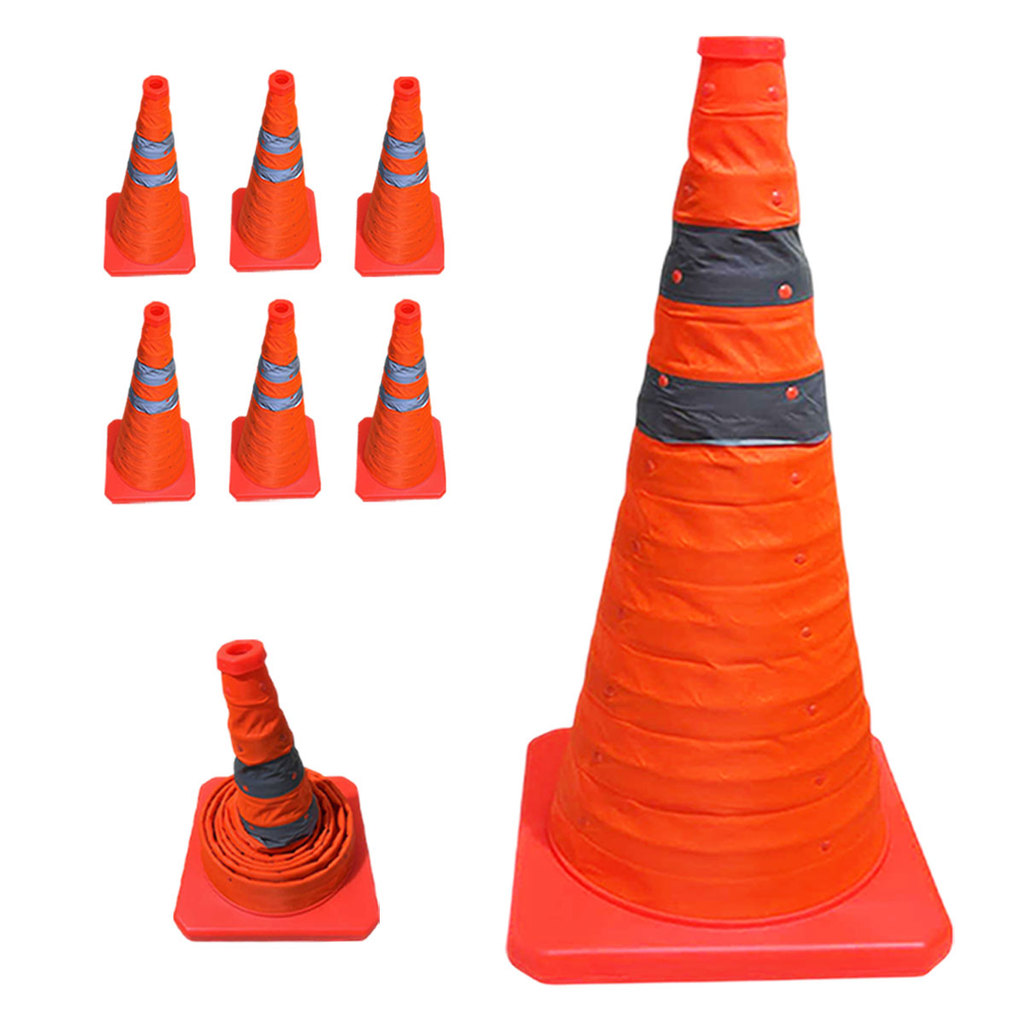 Cone Obra Retratil Segurança Kit 6 Uni Estrada Sinalizador Portatil Viario Dobravel Pratico Balizador Rodovia Guarda