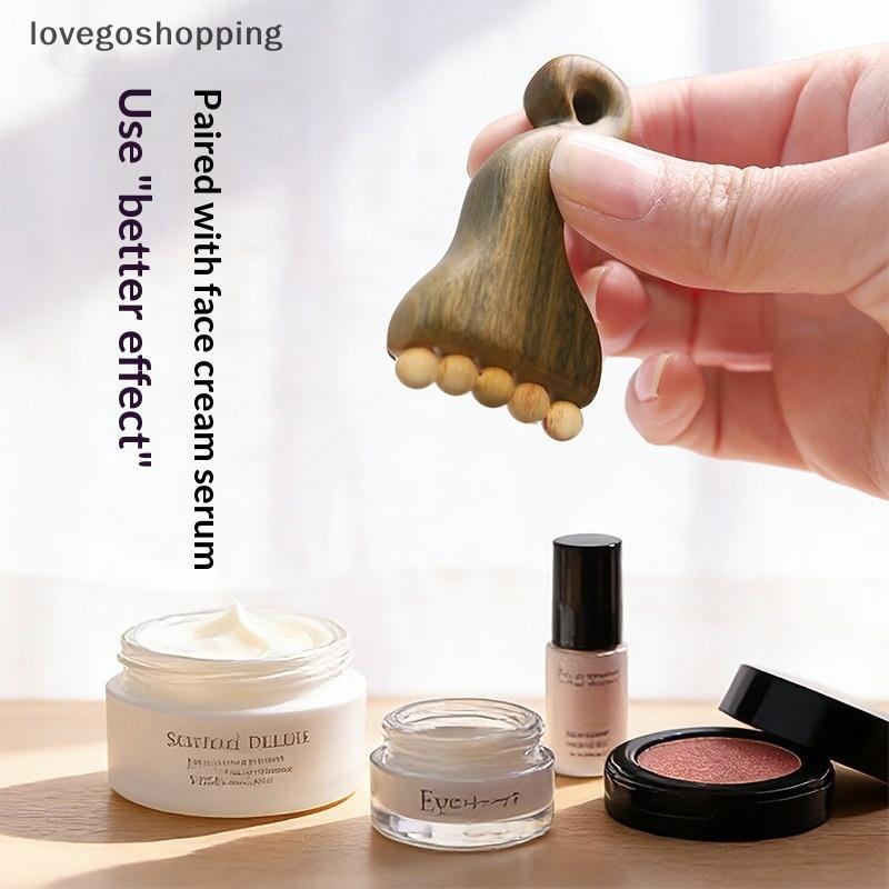[lovego] Pente De Massagem Meridiano De Sândalo Com Contas De Chifre De Ram Naturais Ferramenta Gua Sha Para Corpo Intei