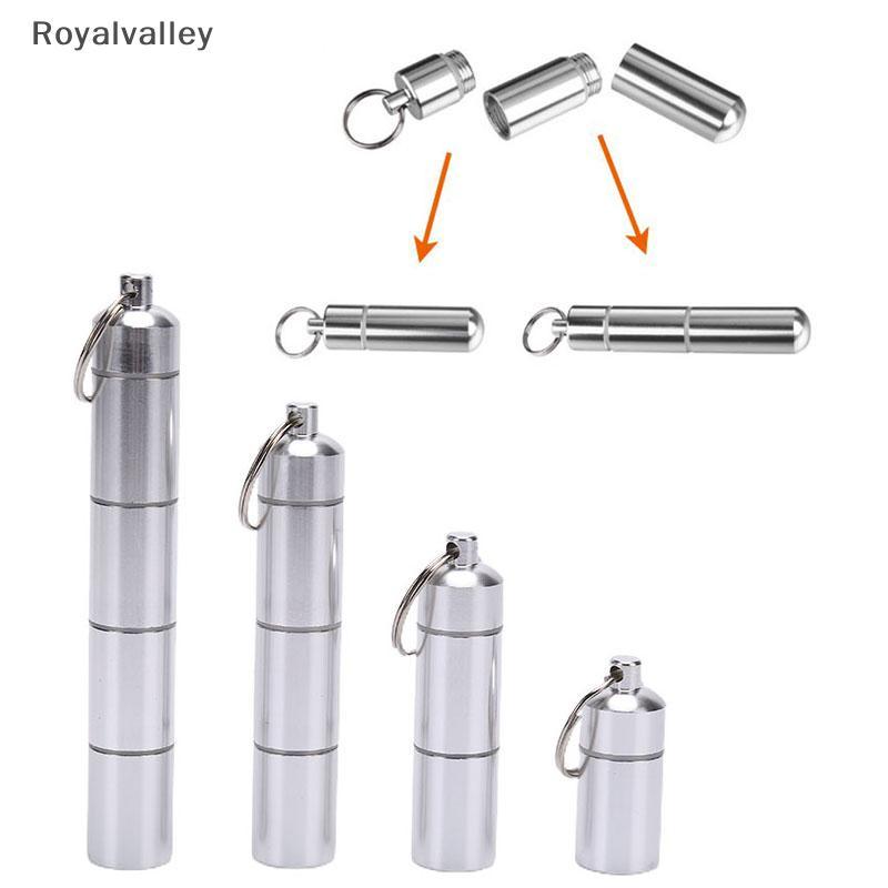 [Royalvalley] Caixa De Armazenamento De Comprimidos De Alumínio Em Formato De Cápsula De 17 Mm Suporte À Prova D'água Re