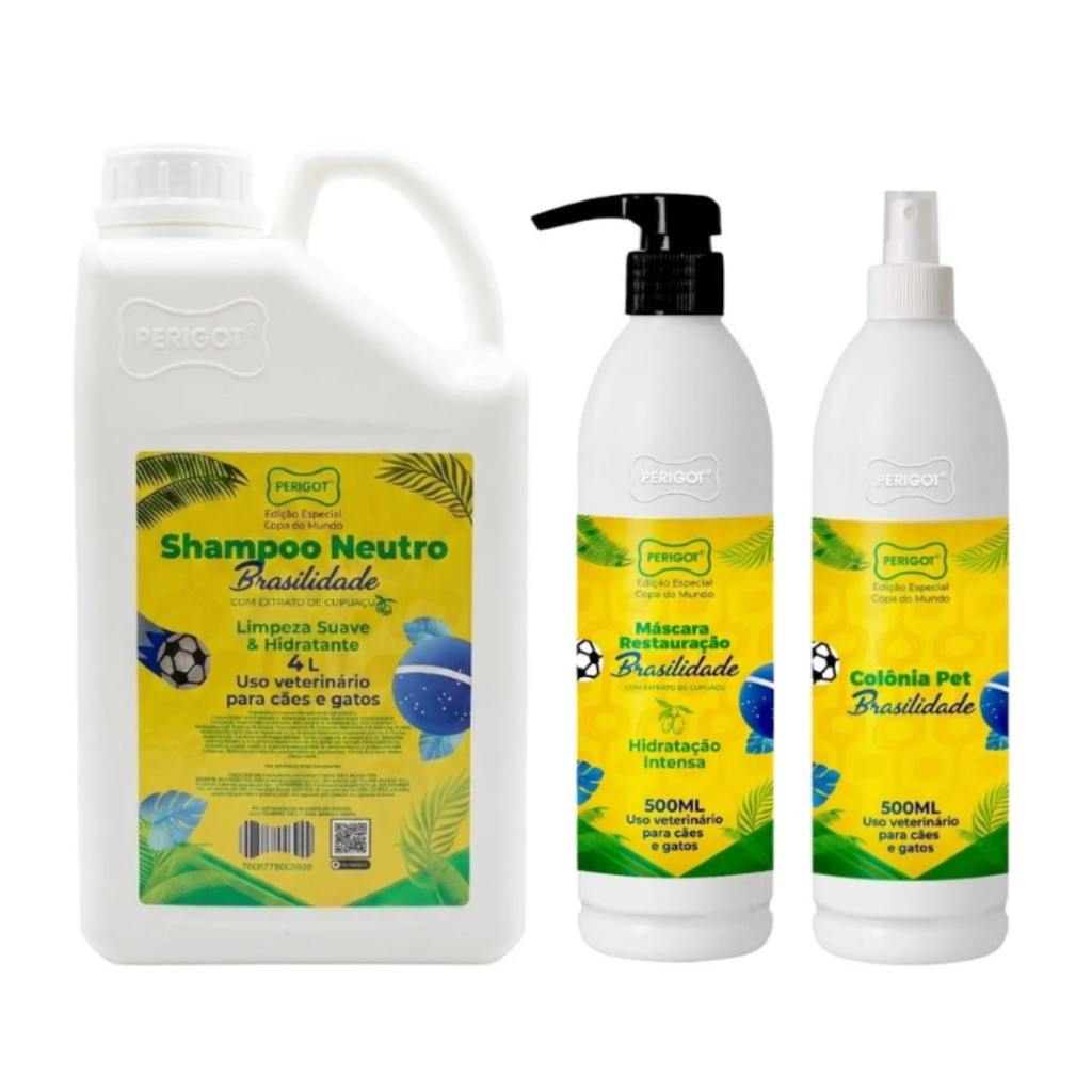 Shampoo, Máscara e Perfume Brasilidade Perigot Cães e Gatos Banho e Tosa