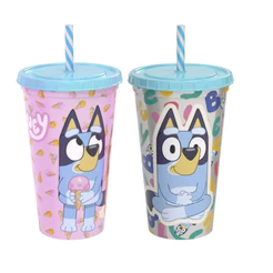 Copo Refri com Canudo Bluey 500 ml Plasútil