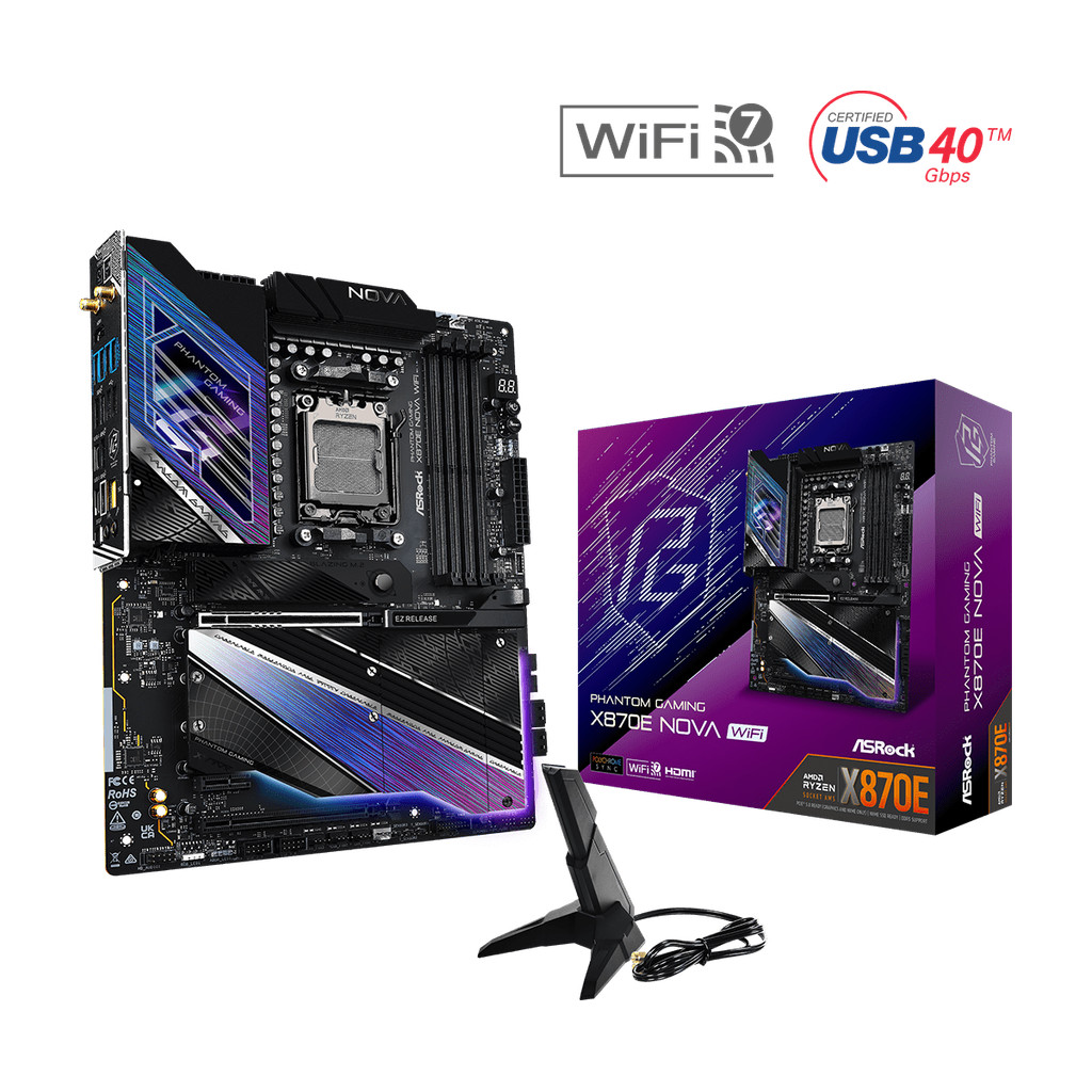 Placa Mãe Asrock Am5 X870e Nova Wifi 4xddr5 8200mhz 3xusb 3.2g1 2xusb 2.0 5xusb 