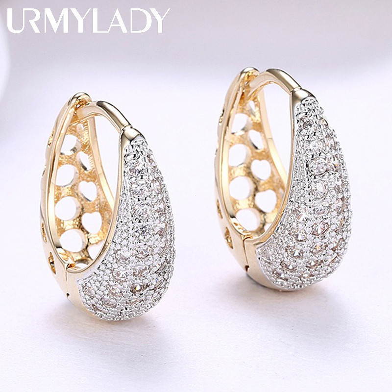 URMYLADY 925 Sterling Silver Zircon Creative Ear Clip For Women Festa De Casamento Brincos De Ouro 18K Fashion Charm Jew