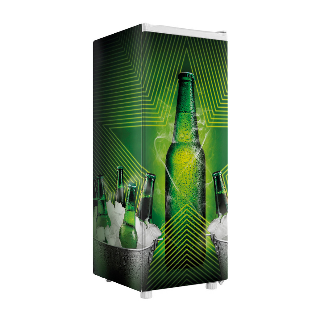 Adesivo Envelopamento Geladeira Cervejeira 1 Porta Decorativo Verde Kit Completo Porta Laterais Vinil