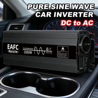 Inversor de carro de onda senoidal pura EAFC 2.000 W DC 12 V para AC 230 V Conversor de tensão, com soquete padrão europ