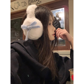 Bonito arco earmuffs feminino inverno pelúcia branco quente earmuffs engrossado anticongelante orelha mais quente dobráv