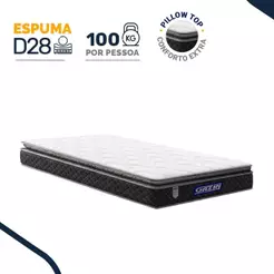 Colchão Gazin de Espuma D28 Pillow Top Ortoblack Solteiro 88cm