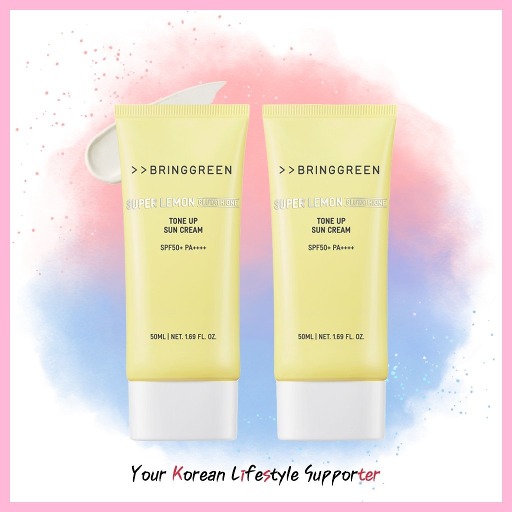 [BRING GREEN] Creme Solar Tonificante Super Limão Glutationa , Fps50 + PA + , 50ml , Conjunto De 2/Protetor Coreano Da K