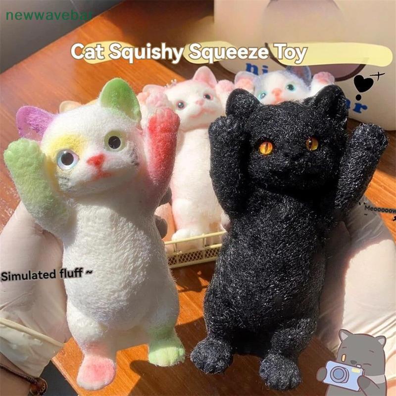 [HENGHOME] Big Kitty Cat Taba Squishy Silicone Fuzzy Super Kitten Handmade Squeeze Toy Mochi Mão Relaxar Liberação De Es