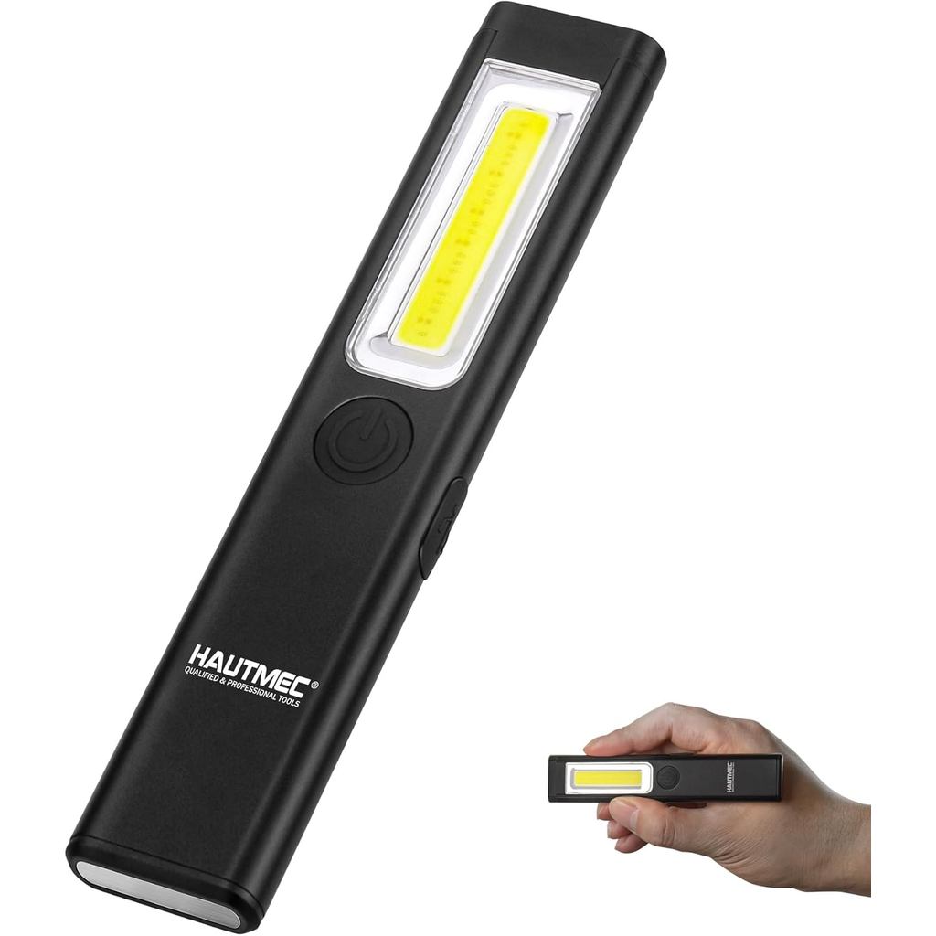HAUTMEC Pocket EDC Flashlight Rechargeable 200 Lumens Slim Flat Flashlight Magnetic 3 Modes Mini Led Flashlights for Wor