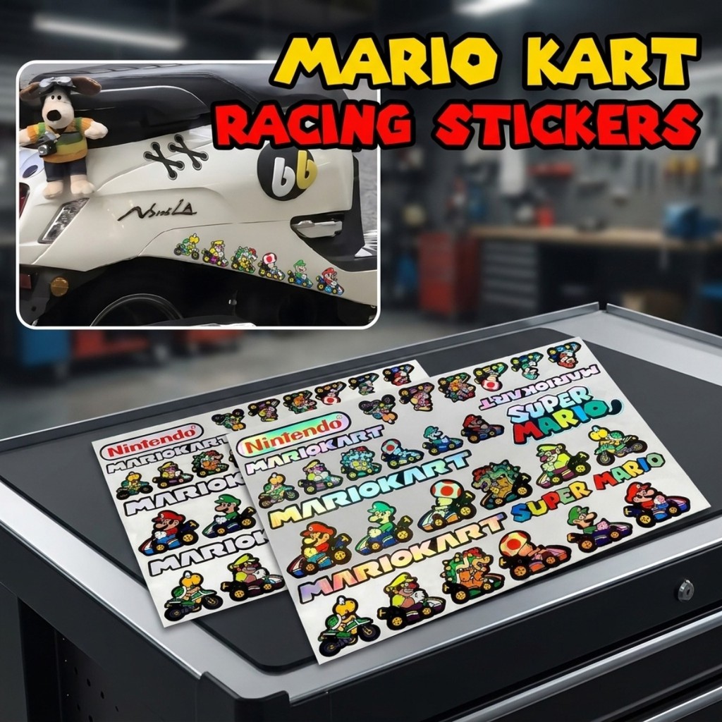 ario Kart Racing Adesivos Para Pára-Brisa De Motocicleta , Caixa Traseira , Decoração De Garfo
