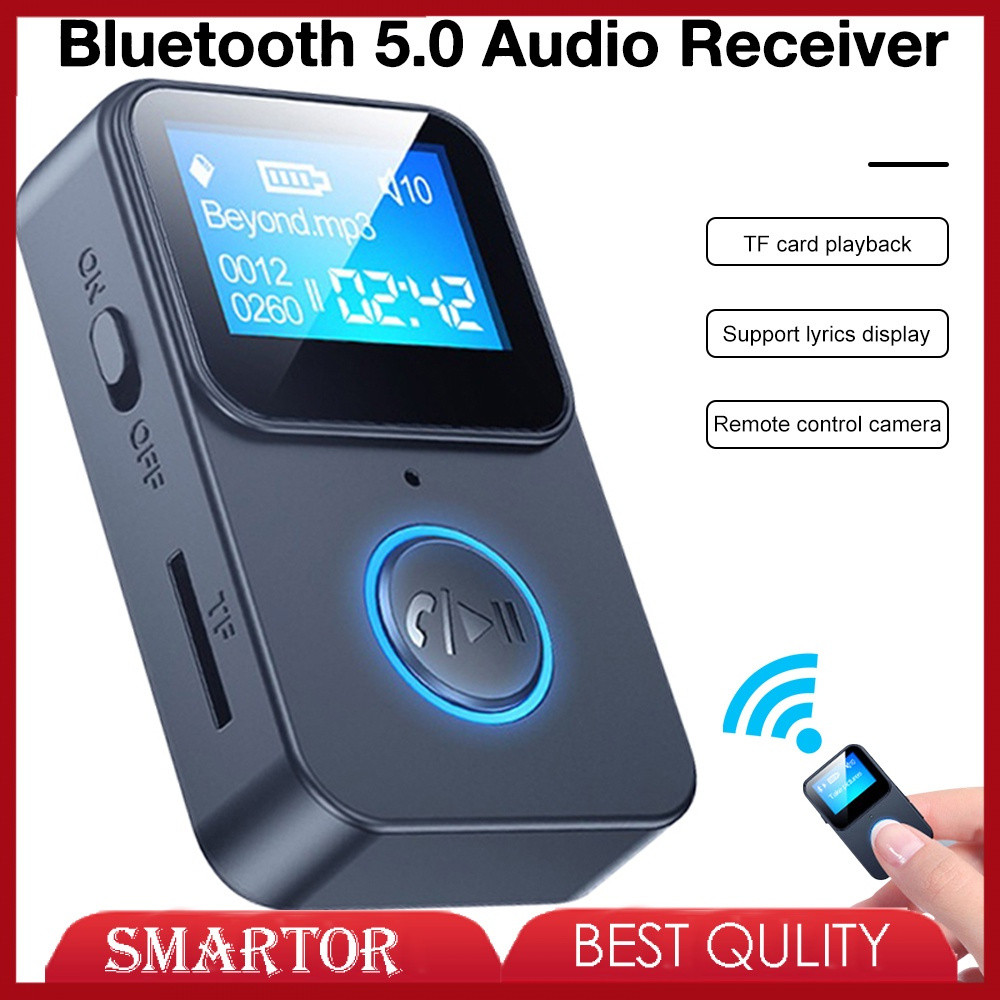 Mini Reprodutor De MP3 De Áudio Inteligente + Adaptador Receptor Bluetooth Com Suporte De Tela Para Fotografia Controle