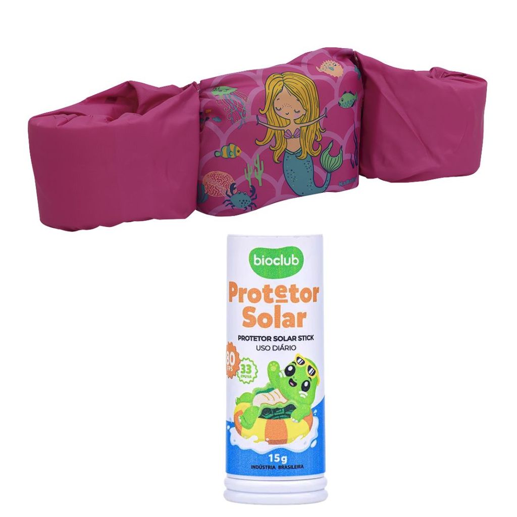Kit Protetor Solar Stick FPS80 Bioclub + Boia Flutuador - Kababy