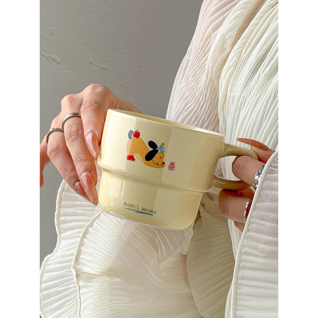 Caneca fofa série filhote de cachorro, copo de cerâmica, xícara de café de alto valor, copo de café da manhã, copo de em