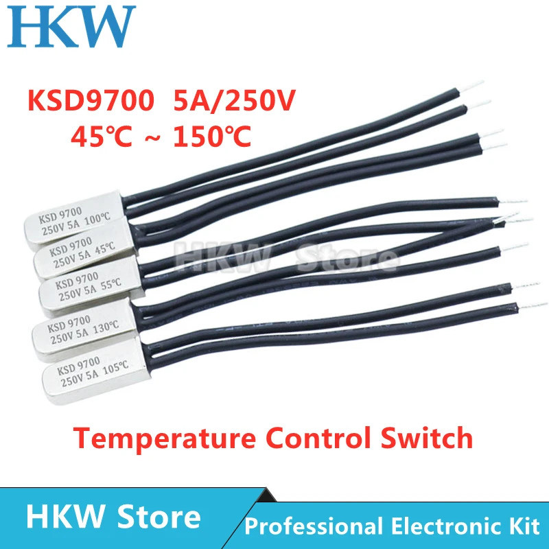 KSD9700 5A 250V 15C 35C 40C 55C 60C 75C 80C 85C 90C 95C 100C 155C NO NC Termostato Protetor Térmico Fusíveis Interruptor