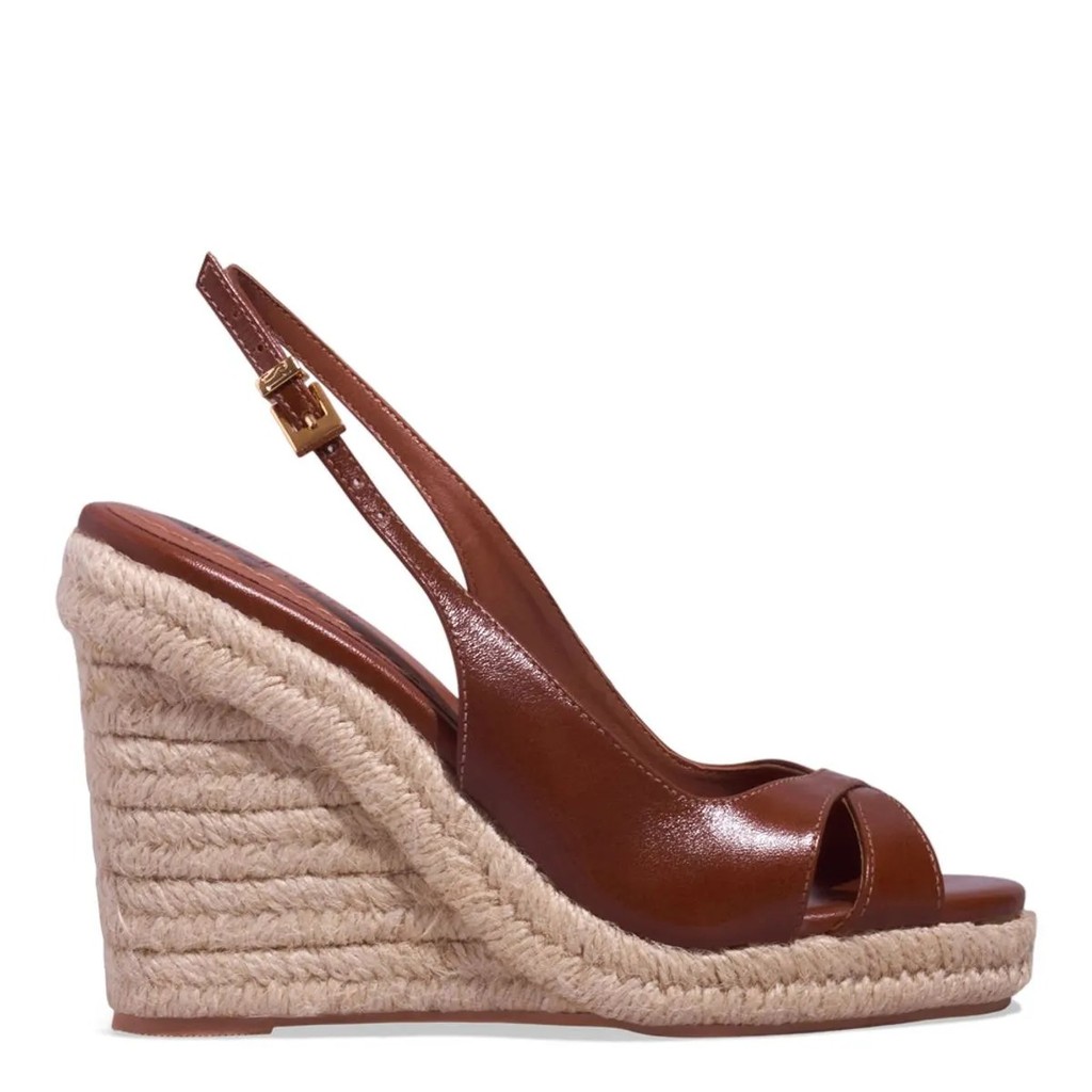 SANDALIA SANTA LOLLA SLINGBACK ANABELA COURO MARROM