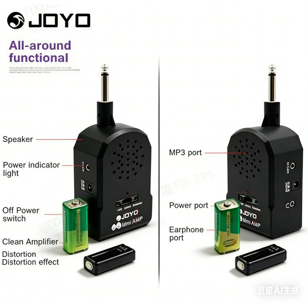 JOYO JA-01 Mini amplificador de guitarra 2W bolso de saída portátil entrada de 3.5 mm/entrada para fone de ouvido