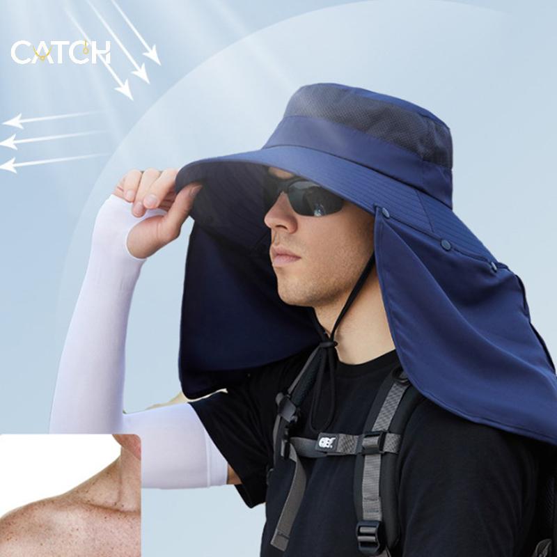 Capture Verão Chapéus De Sol Dupla Camada Proteção UV Pesca Ao Ar Livre Boné Caminhadas Acampamento Viseira Chapéu Remov