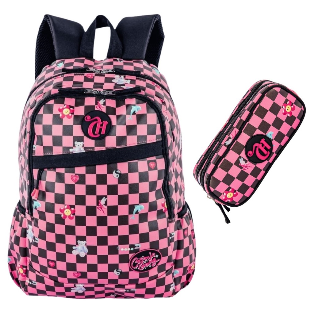 Kit Mochila Escolar Juvenil G + Estojo Sestini 076083-08KIT Capricho Pop Cosmic