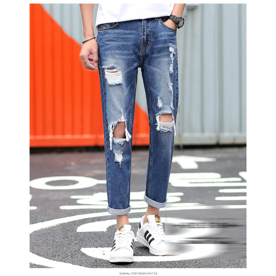 S Maqi sob roupas masculinas de marca de alta qualidade moda na moda rasgado mendigo calças All-Match Jeans masculinos 1